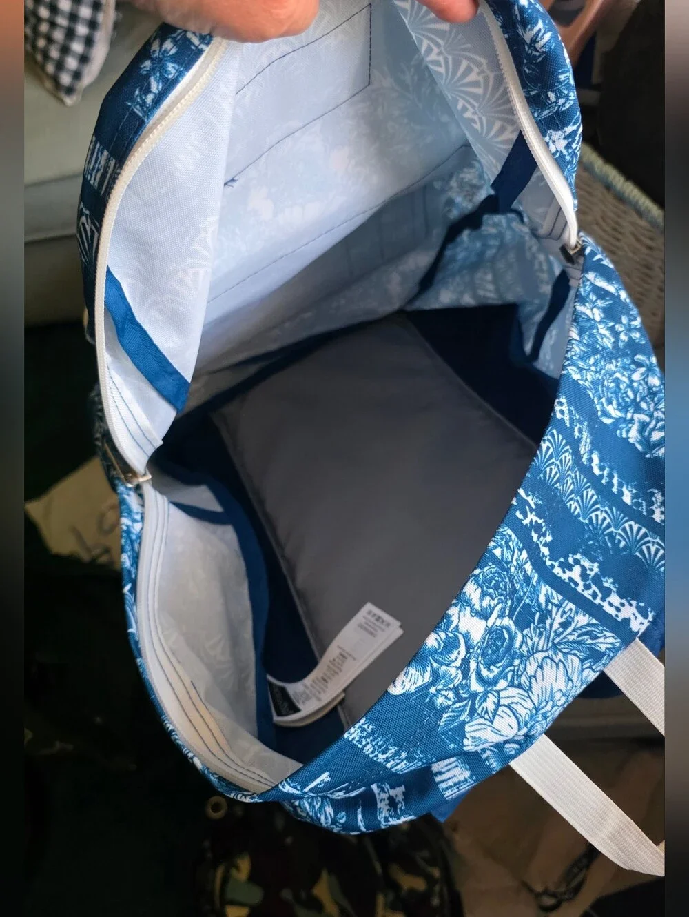 Jansport Blue and White Floral Backpack